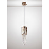 Camden 10cm 1 Light Mosaic Glass & Crystal Pendant Light - Rose Gold