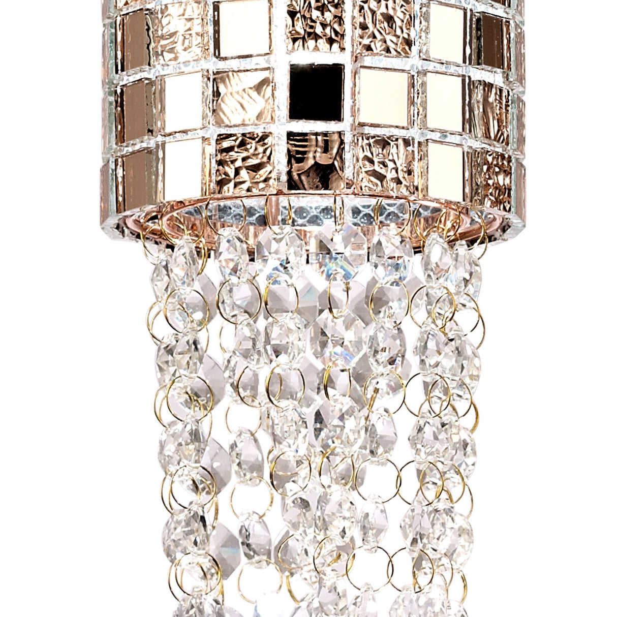 Camden 10cm 1 Light Mosaic Glass & Crystal Pendant Light - Rose Gold