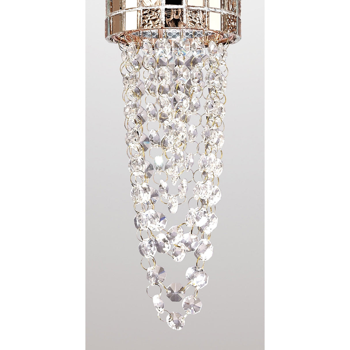 Camden 10cm 1 Light Mosaic Glass & Crystal Pendant Light - Rose Gold