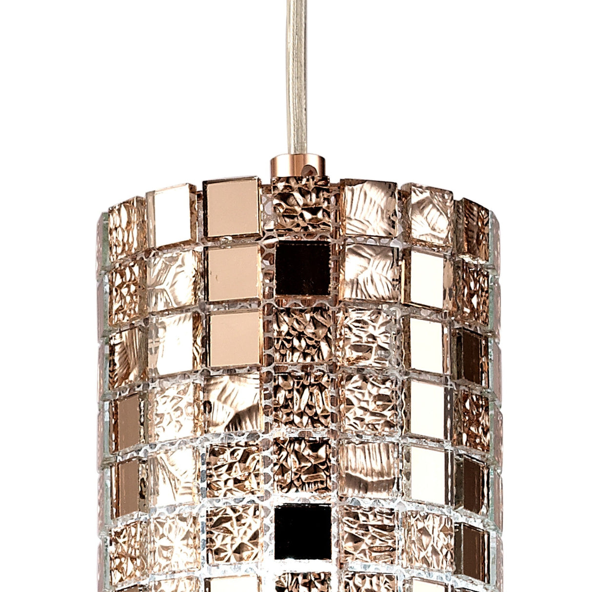 Camden 10cm 1 Light Mosaic Glass & Crystal Pendant Light - Rose Gold