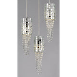 Camden 3 Light Mosaic Glass & Crystal Cluster Pendant Light -  Polished Chrome