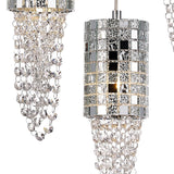 Camden 3 Light Mosaic Glass & Crystal Cluster Pendant Light -  Polished Chrome