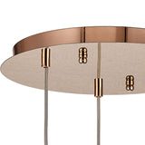 Camden 3 Light Mosaic Glass & Crystal Cluster Pendant Light - Rose Gold