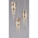 Camden 3 Light Mosaic Glass & Crystal Cluster Pendant Light - Rose Gold