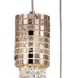 Camden 3 Light Mosaic Glass & Crystal Cluster Pendant Light - Rose Gold