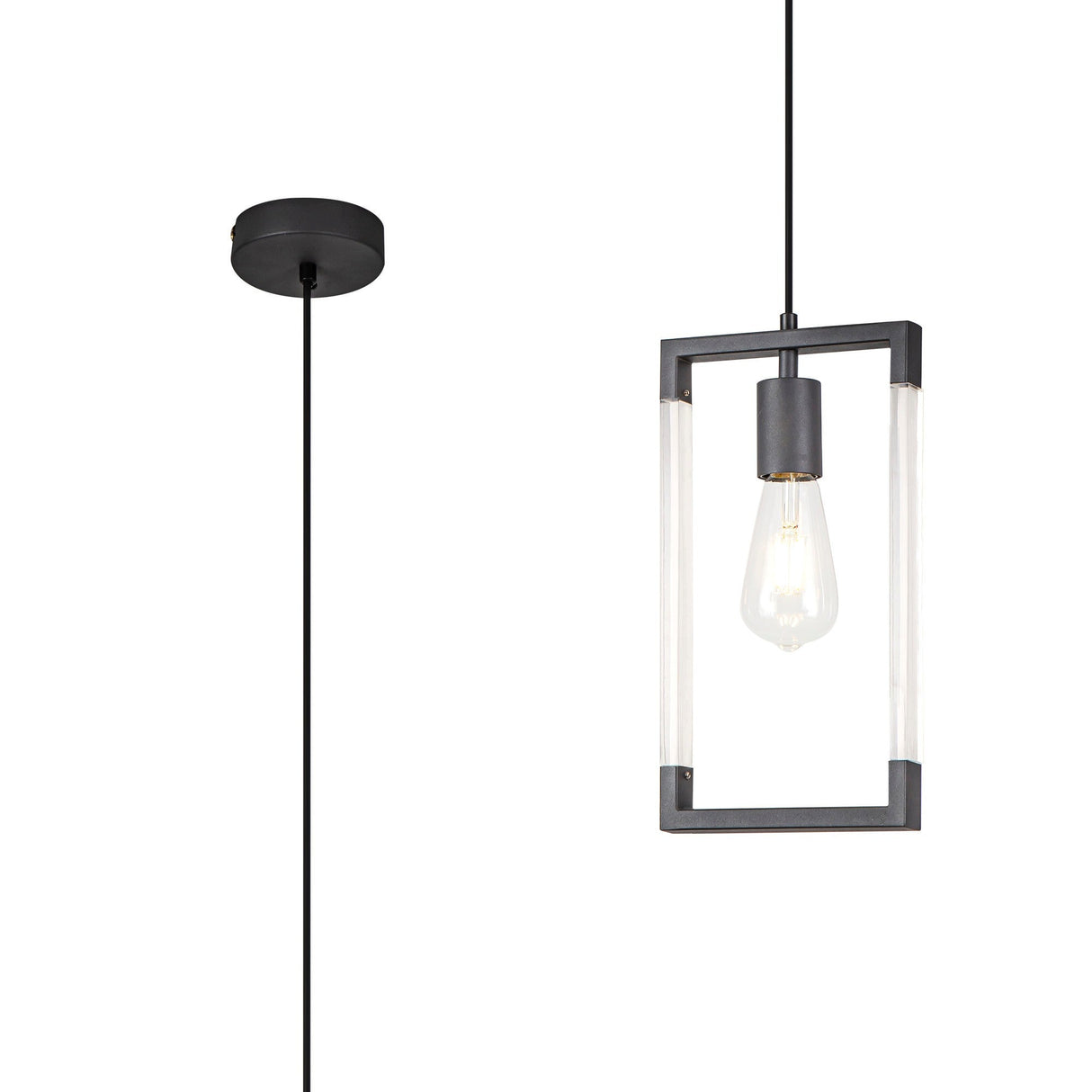 Canto Rectangle 1 Light Pendant Light - Graphite
