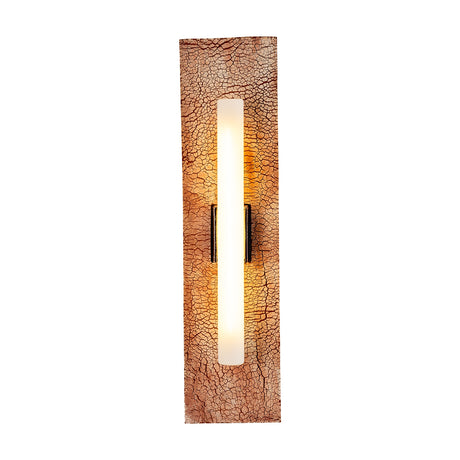Capua ceramic wall light in Red Iron crackle glaze with a vertical S14d tube bulb held by Matt Black metal brackets, shown on a plain white background.