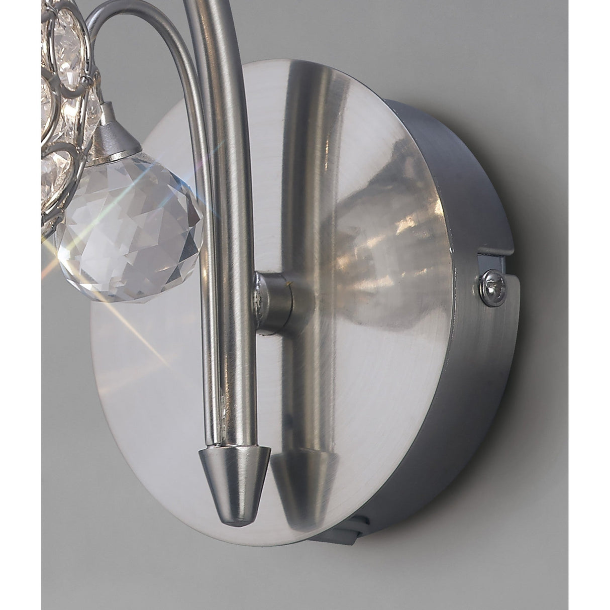 Cara 1 Light Crystal Wall Light With Switch - Nickel