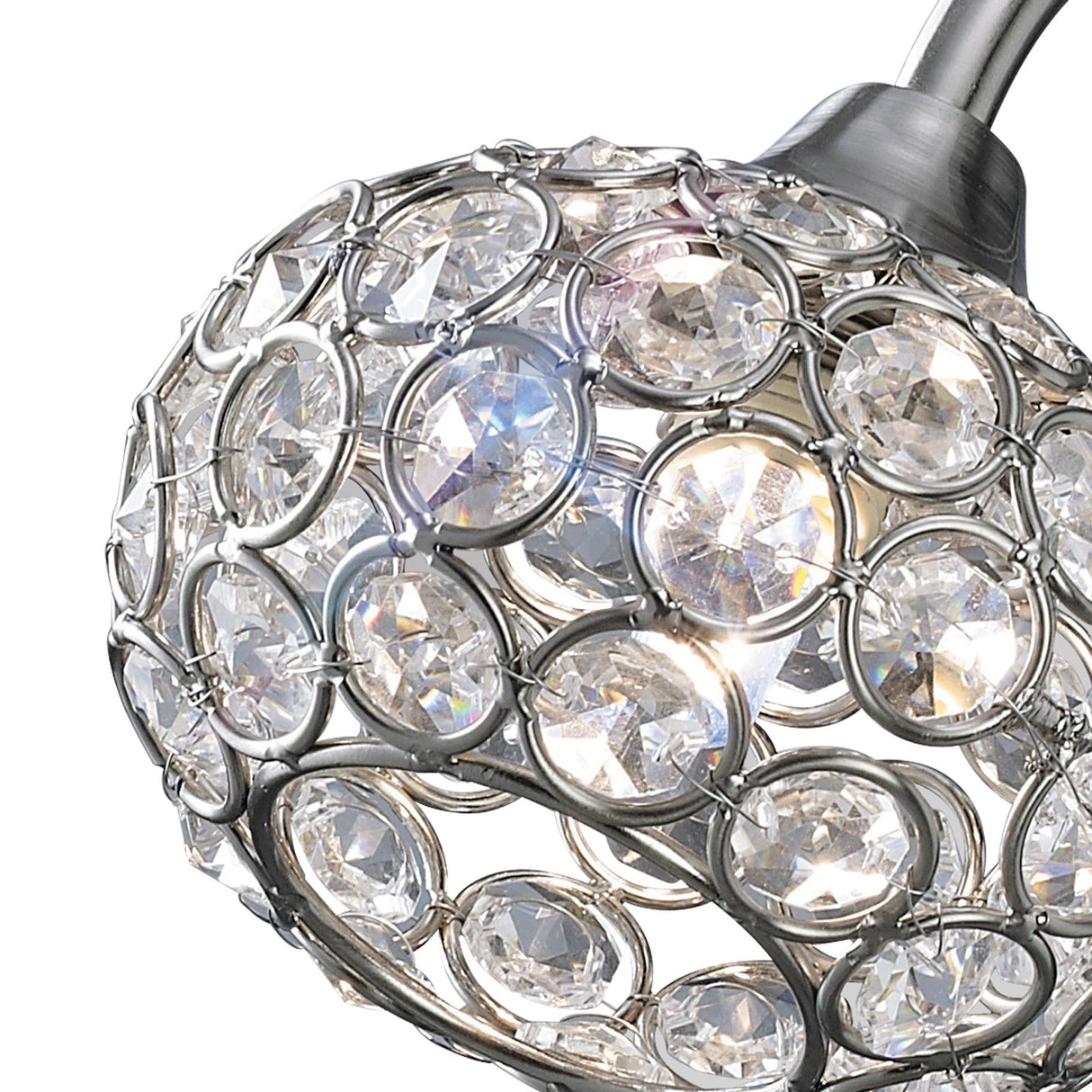 Cara 1 Light Crystal Wall Light With Switch - Nickel