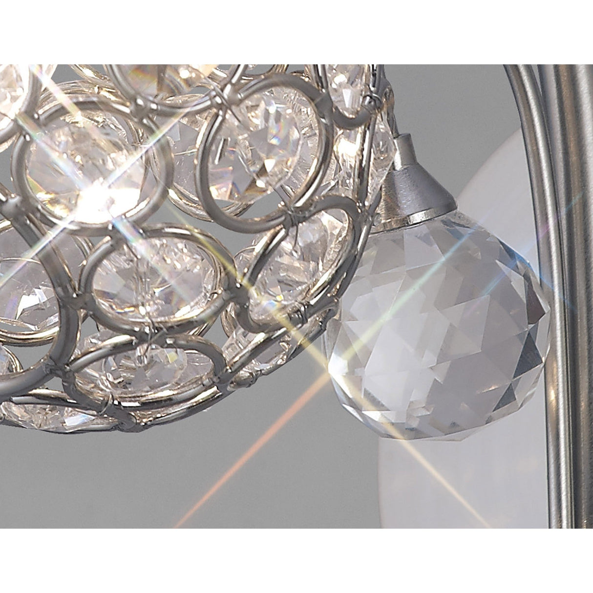 Cara 1 Light Crystal Wall Light With Switch - Nickel