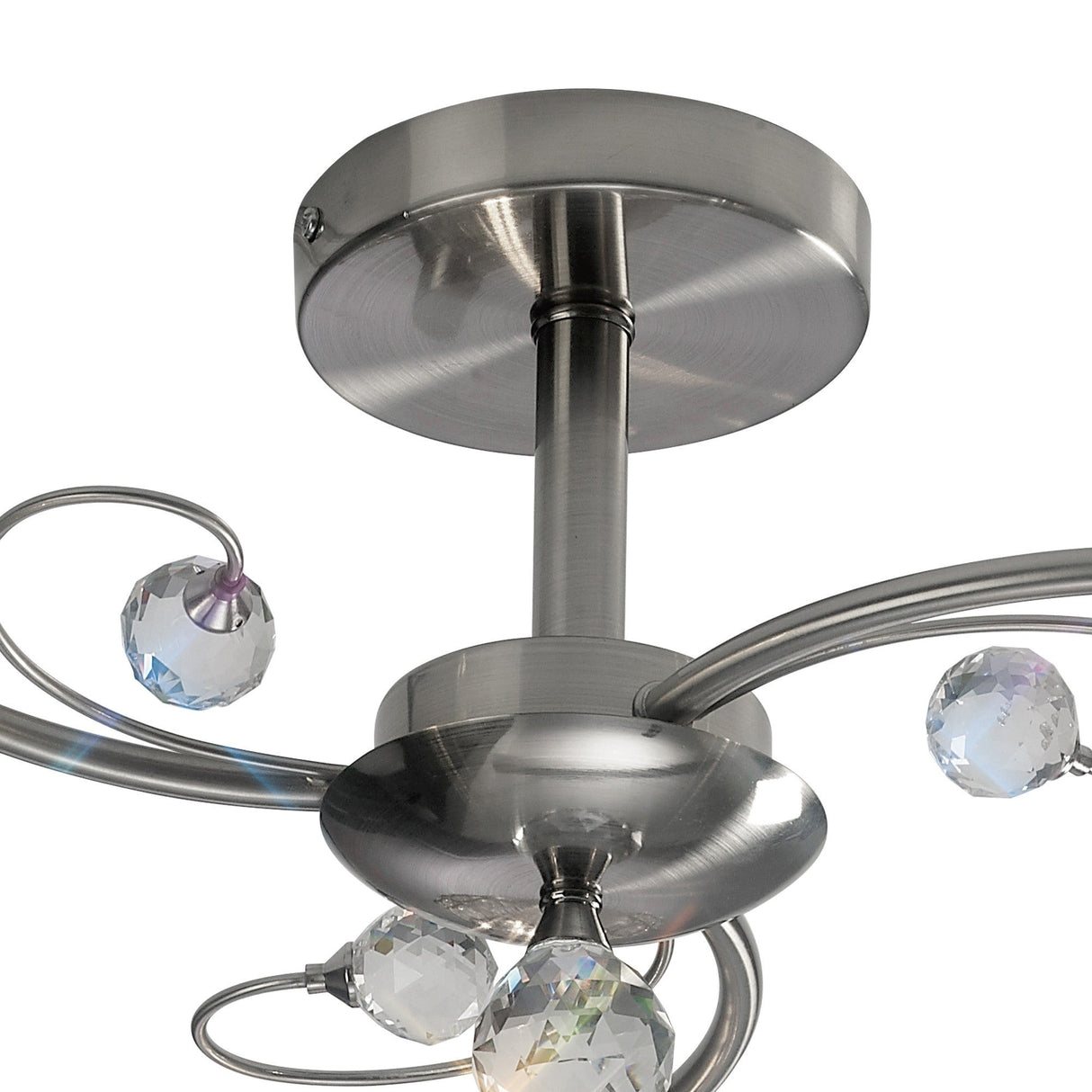 Cara 3 Light Crystal Semi-Flush Ceiling Light - Satin Nickel