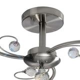 Cara 3 Light Crystal Semi-Flush Ceiling Light - Satin Nickel