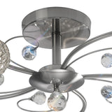 Cara 5 Light Crystal Semi-Flush Ceiling Light - Satin Nickel