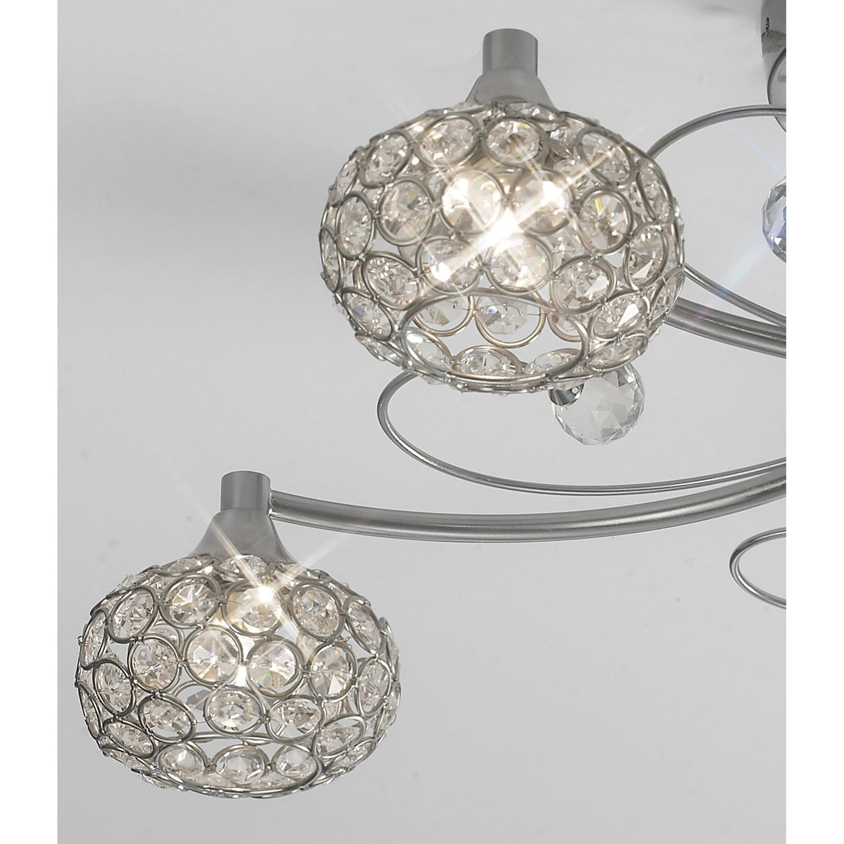 Cara 5 Light Crystal Semi-Flush Ceiling Light - Satin Nickel