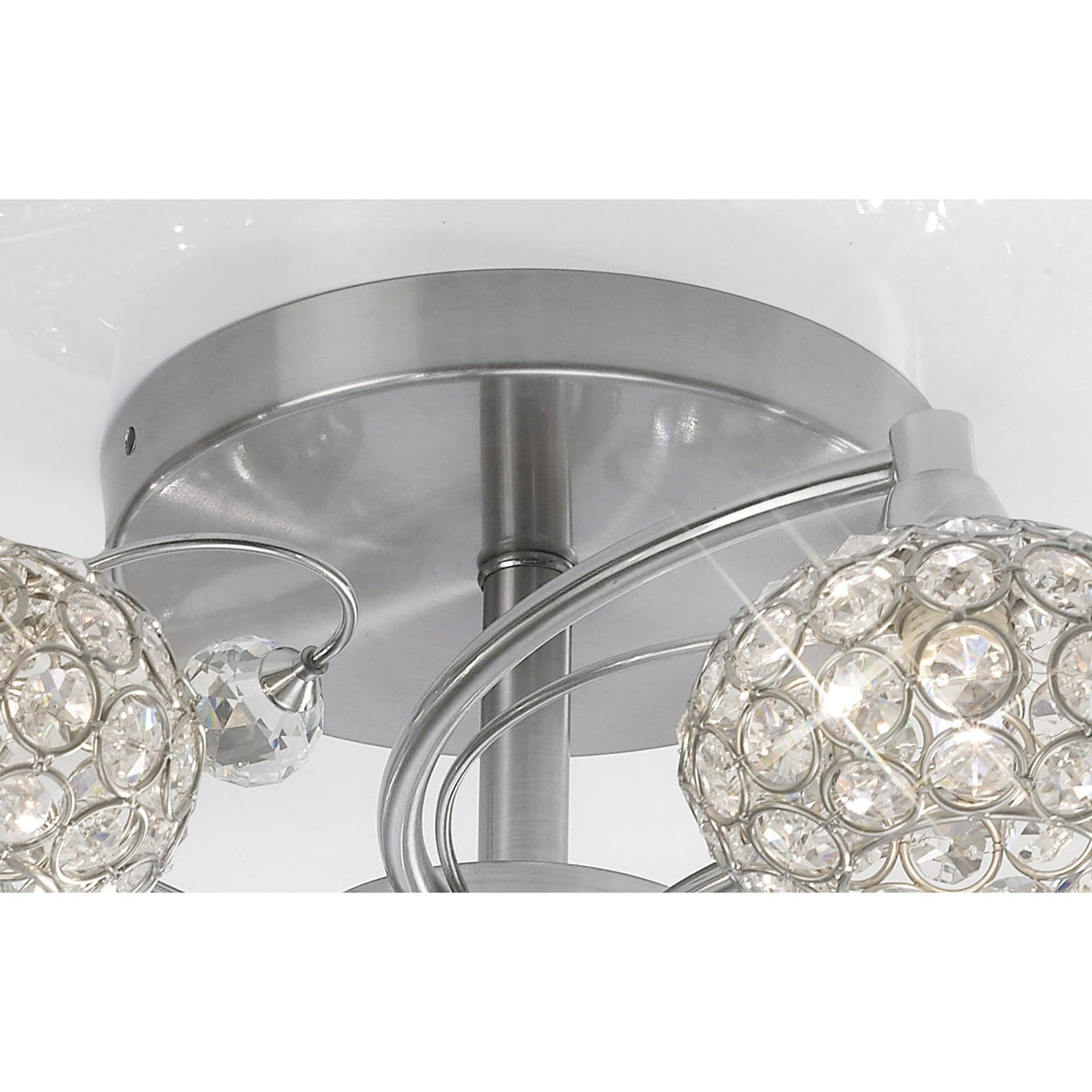 Cara 8 Light Crystal Semi-Flush Ceiling Light - Satin Nickel