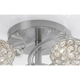 Cara 8 Light Crystal Semi-Flush Ceiling Light - Satin Nickel