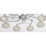 Cara 8 Light Crystal Semi-Flush Ceiling Light - Satin Nickel