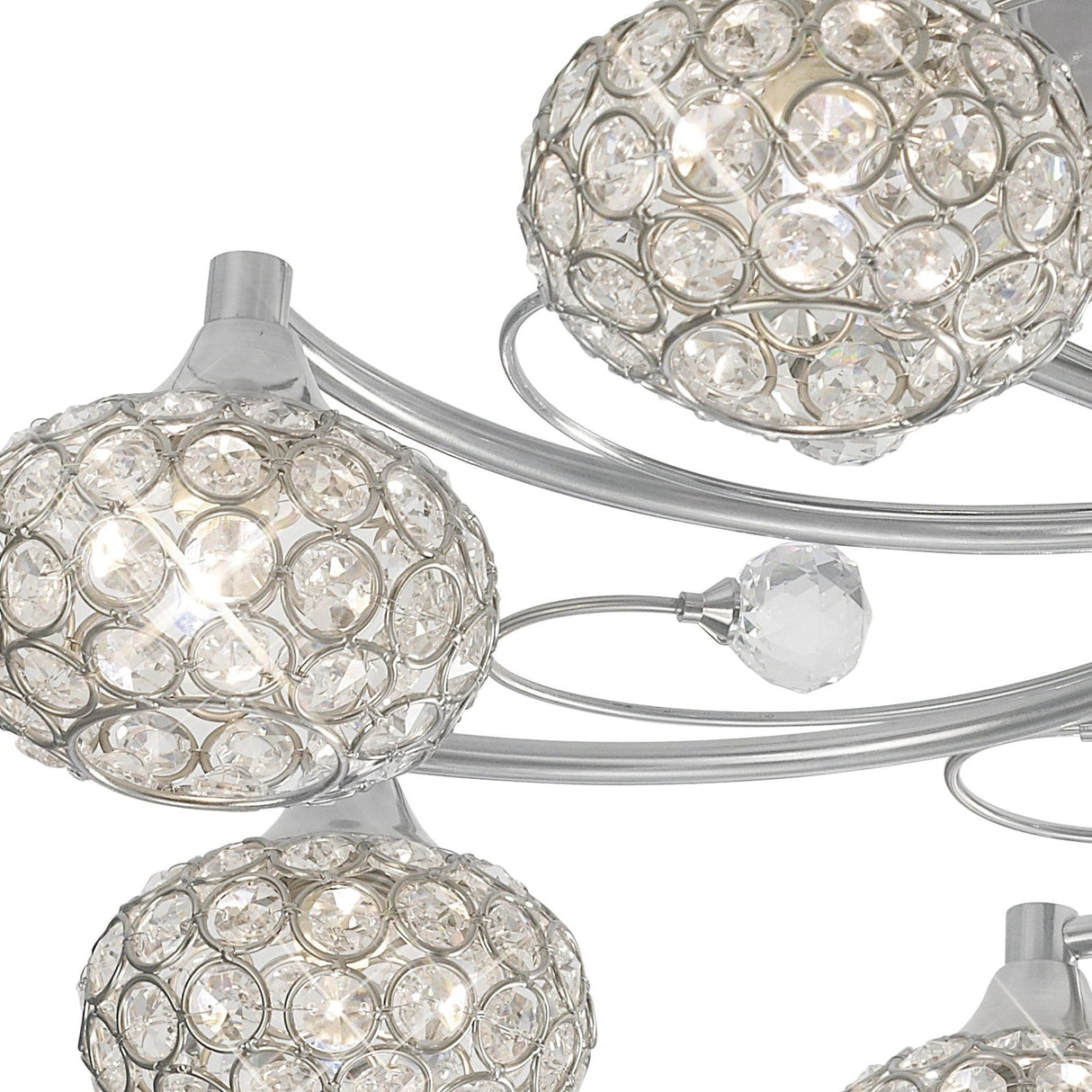 Cara 8 Light Crystal Semi-Flush Ceiling Light - Satin Nickel