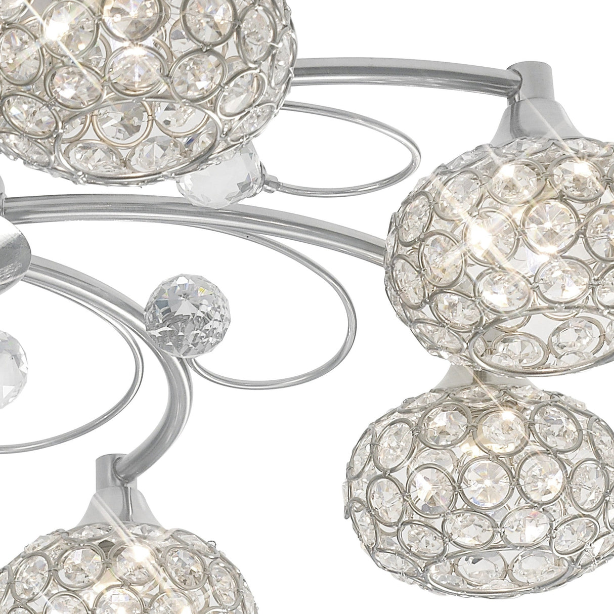 Cara 8 Light Crystal Semi-Flush Ceiling Light - Satin Nickel