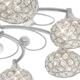 Cara 8 Light Crystal Semi-Flush Ceiling Light - Satin Nickel