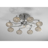 Cara 8 Light Crystal Semi-Flush Ceiling Light - Satin Nickel
