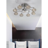 Cara 8 Light Crystal Semi-Flush Ceiling Light - Satin Nickel