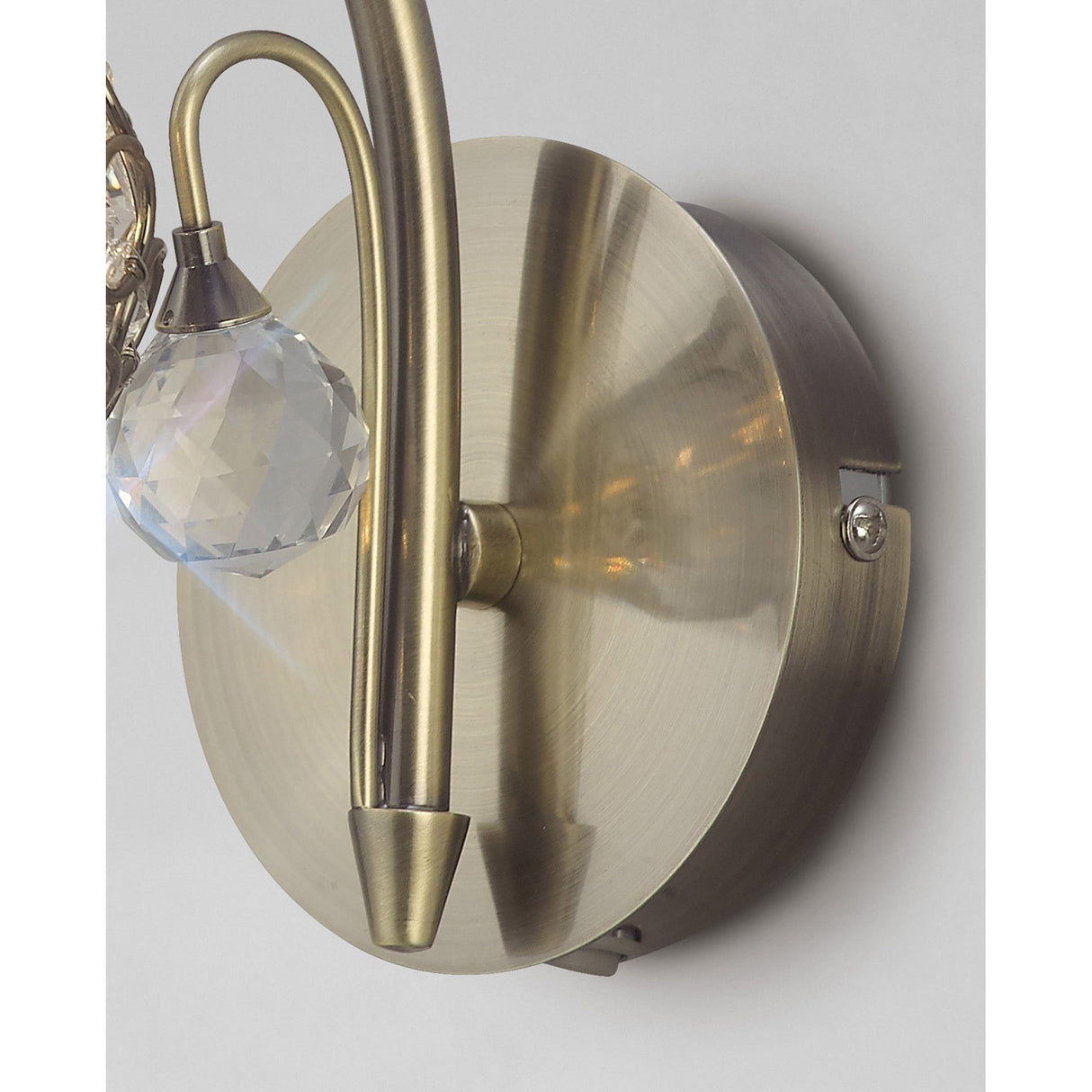 Cara 1 Light Crystal Wall Light With Switch - Brass