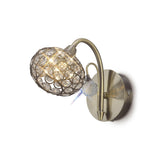 Cara 1 Light Crystal Wall Light With Switch - Brass
