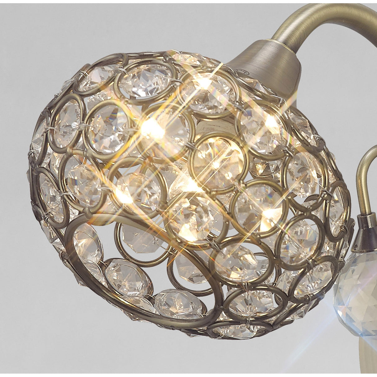 Cara 1 Light Crystal Wall Light With Switch - Brass