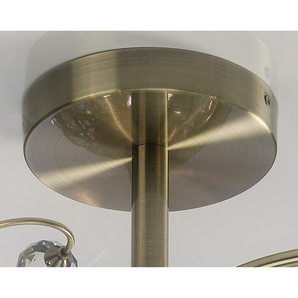 Cara 3 Light Crystal Semi-Flush Ceiling Light - Antique Brass