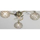 Cara 3 Light Crystal Semi-Flush Ceiling Light - Antique Brass