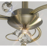 Cara 3 Light Crystal Semi-Flush Ceiling Light - Antique Brass
