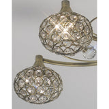 Cara 5 Light Crystal Semi-Flush Ceiling Light - Antique Brass