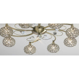 Cara 8 Light Crystal Semi-Flush Ceiling Light - Antique Brass