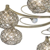 Cara 8 Light Crystal Semi-Flush Ceiling Light - Antique Brass
