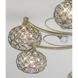 Cara 8 Light Crystal Semi-Flush Ceiling Light - Antique Brass