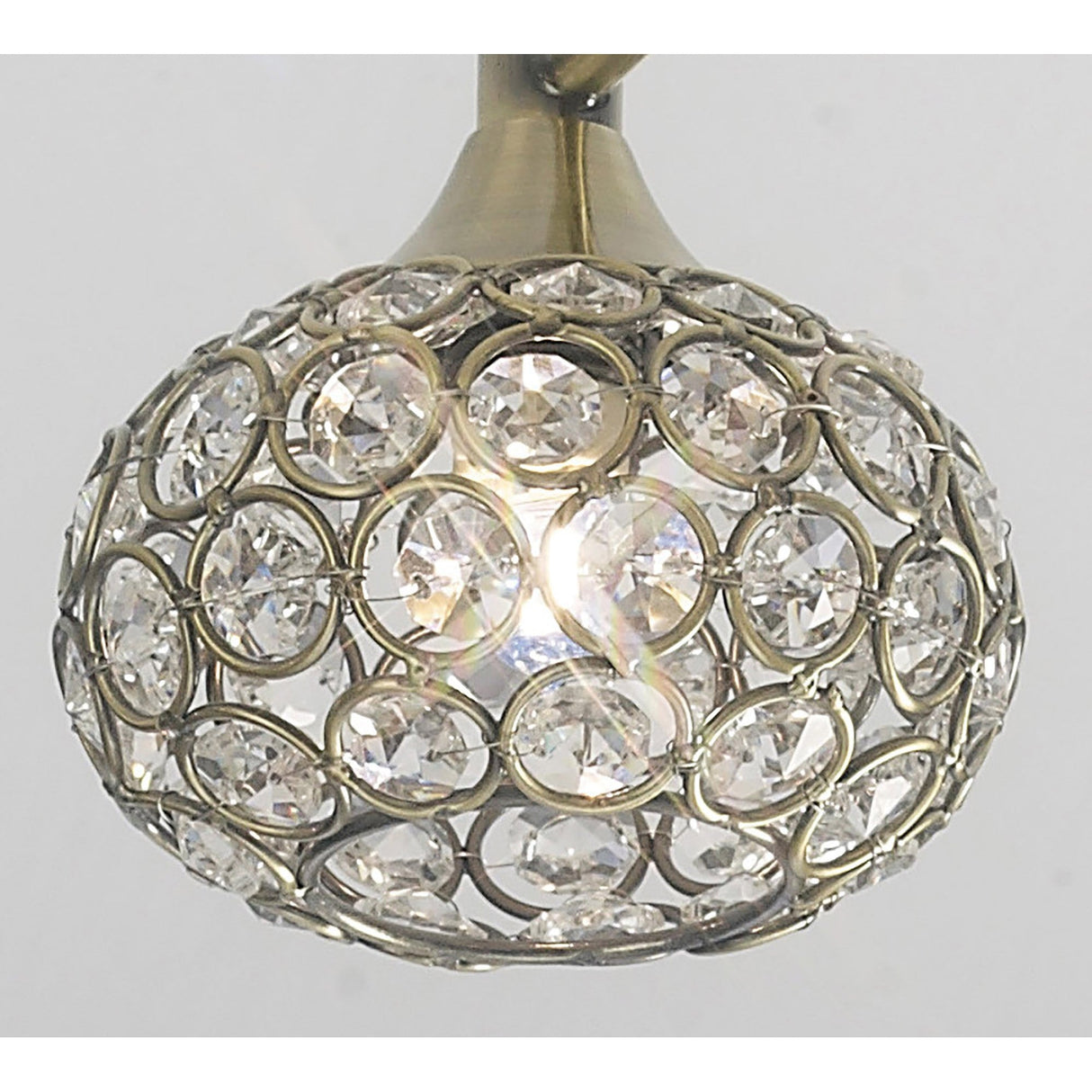 Cara 8 Light Crystal Semi-Flush Ceiling Light - Antique Brass