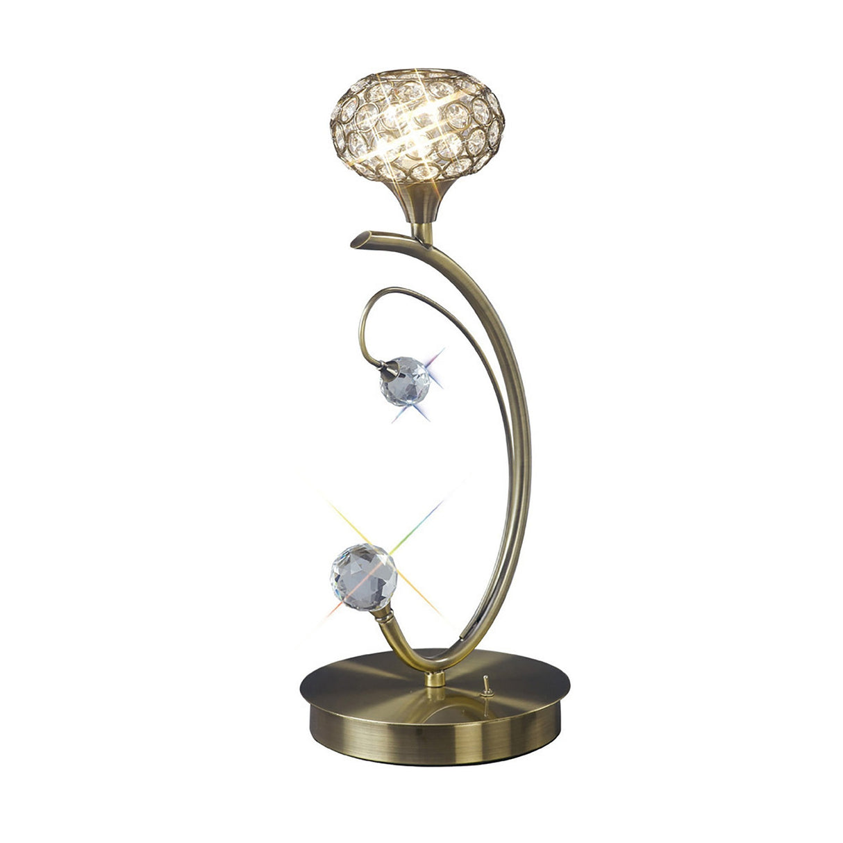 Cara 1 Light Crystal Table Lamp - Antique Brass