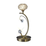 Cara 1 Light Crystal Table Lamp - Antique Brass