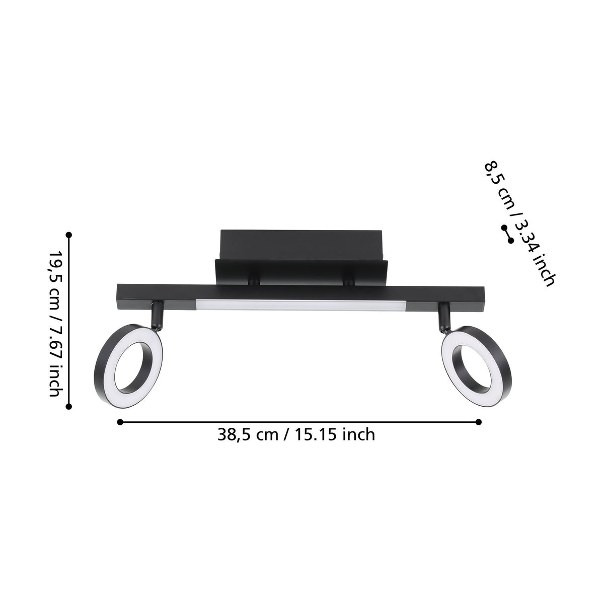 Cardillio LED 2 Light Spotlight Bar - Black