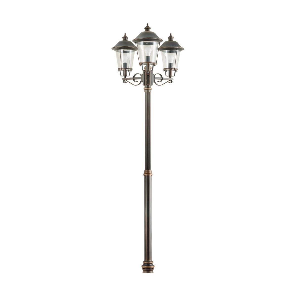 Casement Copper Top Outdoor Adjustable 3 Light Lamp Post - 151-220cm