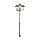 Casement Copper Top Outdoor Adjustable 3 Light Lamp Post - 151-220cm