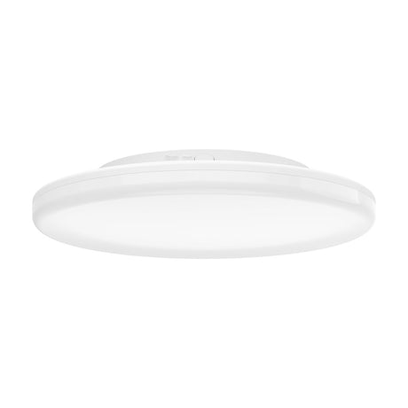 Castagneto LED flush ceiling light, 31cm round white plastic fixture with slim profile and integrated diffuser, shown side-on against a plain white background.