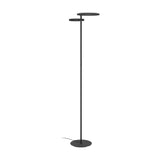 Castelpoto 1 LED floor lamp in black, slim pole on a round base with two tiered ring-shaped heads and integrated LED light, dimmable, shown on a plain white background.