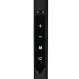 Close-up of the Castelpoto LED floor lamp's black control panel on the stem, with touch icons for plus, minus, M, and power.