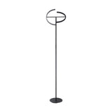 Castelpoto LED floor lamp in black steel with a tall slim stem, round base, and an angled ring of light split into two open arcs, shown on a plain white background.