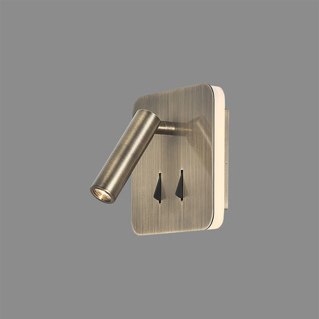 Cayman Square LED Wall/Reading Light - Antique Brass
