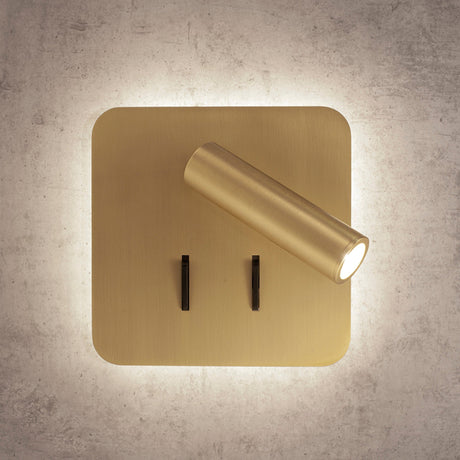 Cayman Square LED Wall/Reading Light - Satin Gold