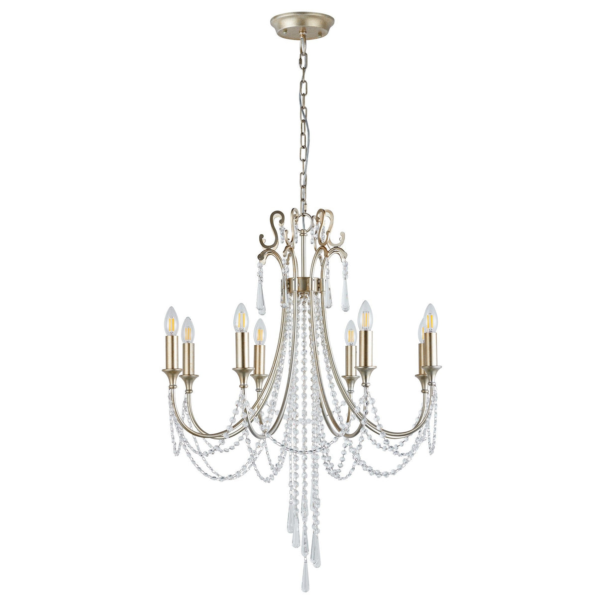 Celine 70cm 8 Light Crystal Chandelier - Aged Silver