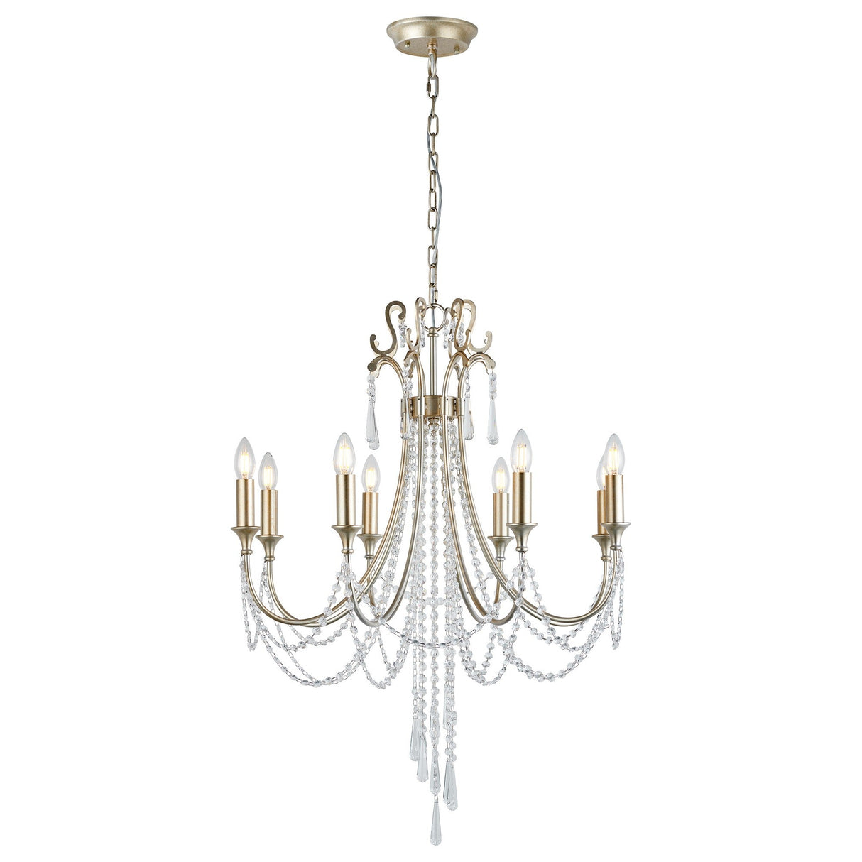 Celine 70cm 8 Light Crystal Chandelier - Aged Silver